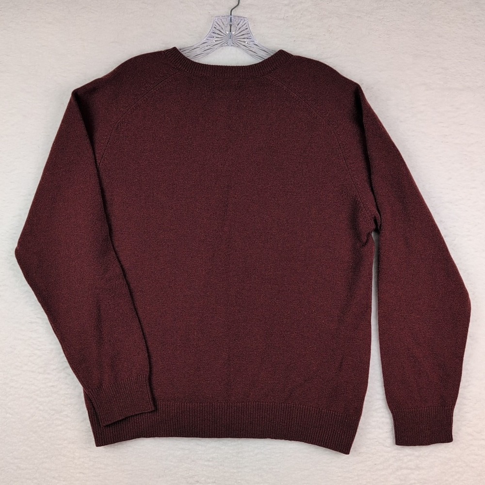 LL Bean Mens V Neck Lambswool Sweater Size Medium Red 264789 - Picture 5 of 8